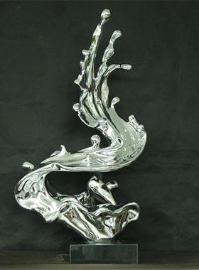 热销配饰电镀雕塑工艺品树脂摆件酒店玄关家居饰品艺术摆设直销浪