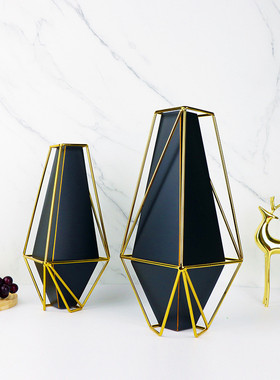 热销金属创意简约现代花瓶摆件客厅电视柜餐桌装饰品铁艺几何花瓶