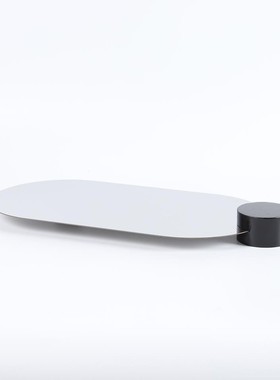 现代简约饰品轻奢镜面椭圆形不锈钢托盘摆件样板房售楼处软装欧式