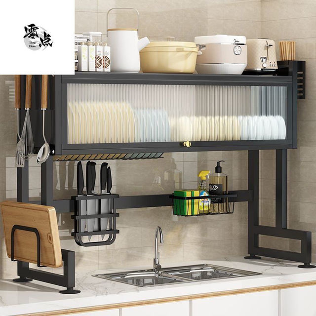Stainless steel bowl rack kitchen water storage rack household bowl and dish pool dustproof with cabinet door bowl and dish storage factory direct sales