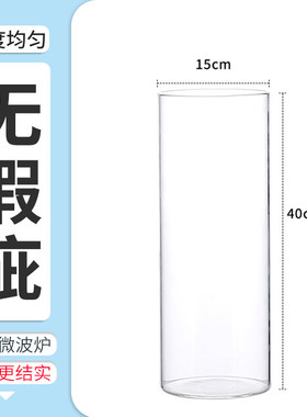 玻璃花瓶透明插花干花马醉木富贵竹专用瓶子直筒玻璃缸客厅摆件