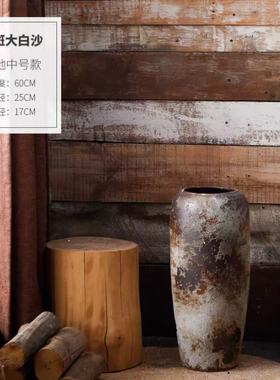 复古陶瓷花瓶客厅插花陶大号落地陶罐粗陶干花装饰现代土摆件花盆