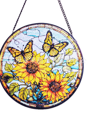 彩绘玻璃挂饰，20cm新款浮雕热销玻璃挂件复古立线艺术装饰