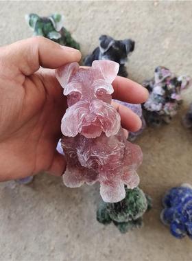 水晶碎石小动物雕刻小狗动物各种工艺品摆件节日小礼品消磁