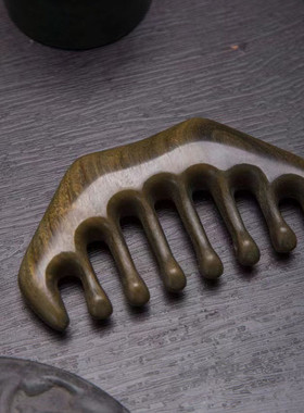 绿檀木拱形按摩梳大宽齿卷发梳子头部经络疏通防静电木梳子