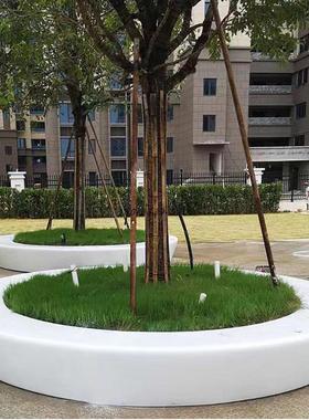 玻璃钢座椅休闲坐凳商场公园装饰池长条凳防腐木美陈椅子树实木椅