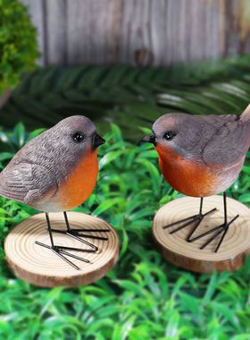 雕像树脂鸟新品家居装饰2件花园雕像树脂摆件