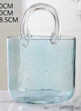 网红摆件包包玻璃花瓶客厅玄关艺术品批发气泡ins风玫瑰水培花瓶