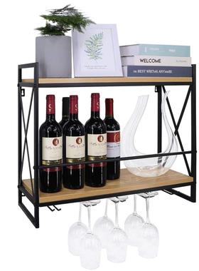 铁艺架摆件高脚酒杯架酒架家用葡萄酒瓶壁挂红酒架置物架挂墙悬挂