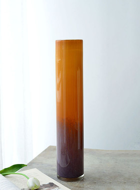 简约复古花瓶手工彩色玻璃简约客厅餐厅样板房软装玻璃设计花器