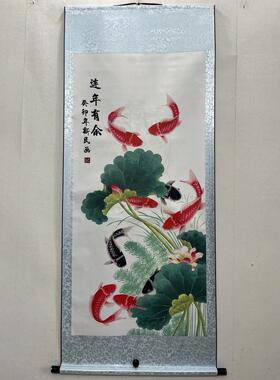 仿古名人山水字画晚上紫光一照显示财神卷轴画人物中堂画厂家批发