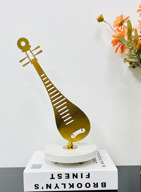 热销新中式琵琶酒店样板间配饰桌面玄关电视柜客厅墙柜家居饰品摆