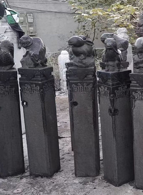 石雕拴马桩庭院仿古拴马石柱家用做云柱狮子栓马柱祥旧雕刻