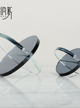 热销简约现代轻奢透明灰水晶创意摆件设计师样板房客书房餐厅桌面