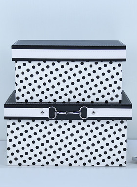 热销新款时尚波点衣帽间软装收纳盒摆件法式复古装饰盒样板房皮质
