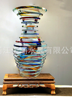 热销多彩水晶叠层轻奢花瓶家居客厅玄关装饰摆件样板房售楼处软装