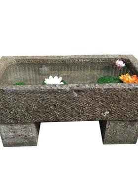 老旧石槽鱼缸养鱼石头庭院种花花盆小石槽流水组合民间猪槽牛槽