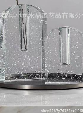 热销现代样板间透明水晶几何摆件简约电视柜桌面装饰气泡摆花瓶设