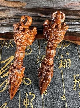 天然雷金刚杵枣木焦镢木实摆件雕刻居家文玩手把木雕工艺品