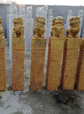 热销厂家供应石雕仿古拴马桩狮子拴马庭院摆件仿古石雕动物马桩柱