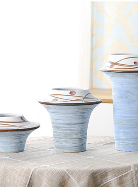 景德镇欧客厅陶瓷插花瓶摆件现代美式美式家居酒柜装饰品干花瓶子