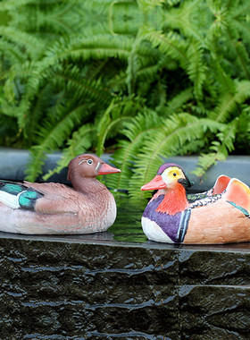 热销花园水池塘摆件仿真动物鸳鸯工艺品装饰浮水庭院园林玻璃钢雕