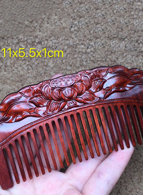 犀角小叶紫檀梳子定制木头梳子红木梳子雕刻logo图案紫檀木梳子