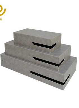 简约皮革轻奢首饰盒酒店样板房间极简摆件客厅家居pu新中式装饰品