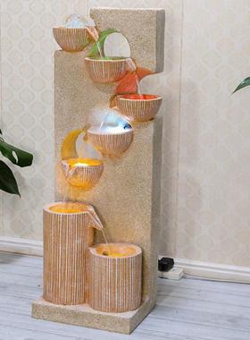 热销时尚欧式流水喷泉创意招财加湿器客厅水景办公室室内玄关生财