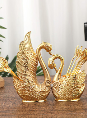 欧式咖啡勺金属家用高档水果勺子叉子套装复古西餐餐具组合叉