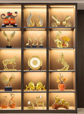 轻奢高档酒柜装饰品摆件现代客厅办公室书柜工艺品软装套装家居