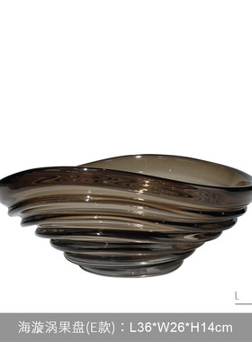 房间轻奢茶几客厅玻璃水果盘托盘摆件售楼处样板现代软装饰品