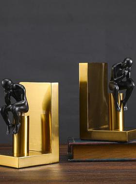 热销美式简约书房书靠书桌装饰品样板思考者合金摩登书档家居饰品