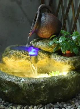 a947太阳能田园户外假山石流水喷泉阳台花园室内装饰景观欧式养鱼