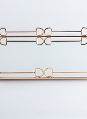 多功能托盘北欧家用镜面金属收纳客厅茶几样板房摆件玻璃饰品