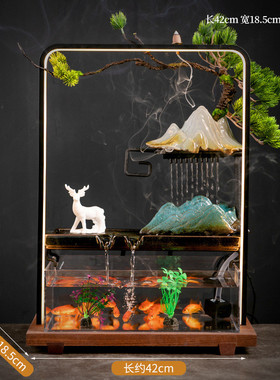 加湿器小型长方形假山流水生财循环鱼缸客厅办公乔迁开业礼品摆件