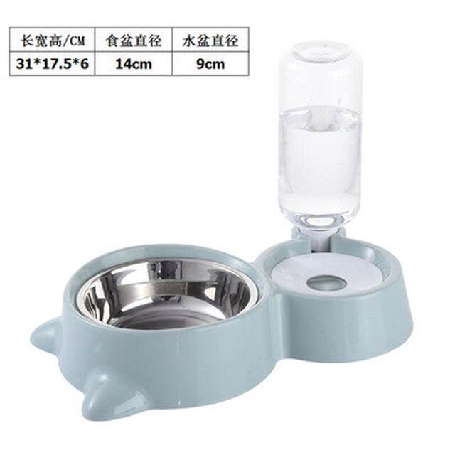 Pet cat bowl double bowl dog bowl non-wet mouth automatic water dispenser anti-knock over rice bowl pet daily necessities