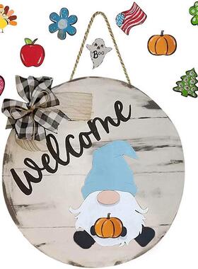 热销欢迎门牌diy复活圣诞万圣节迎宾挂门牌木质装饰牌定制