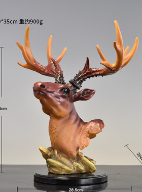 美式大号仿真鹿头树脂办公家居工艺品玄关高级感装饰摆件礼品批发