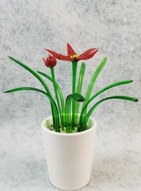 琉璃花桌面摆件君子兰仿真花家居插花装饰客厅淄博