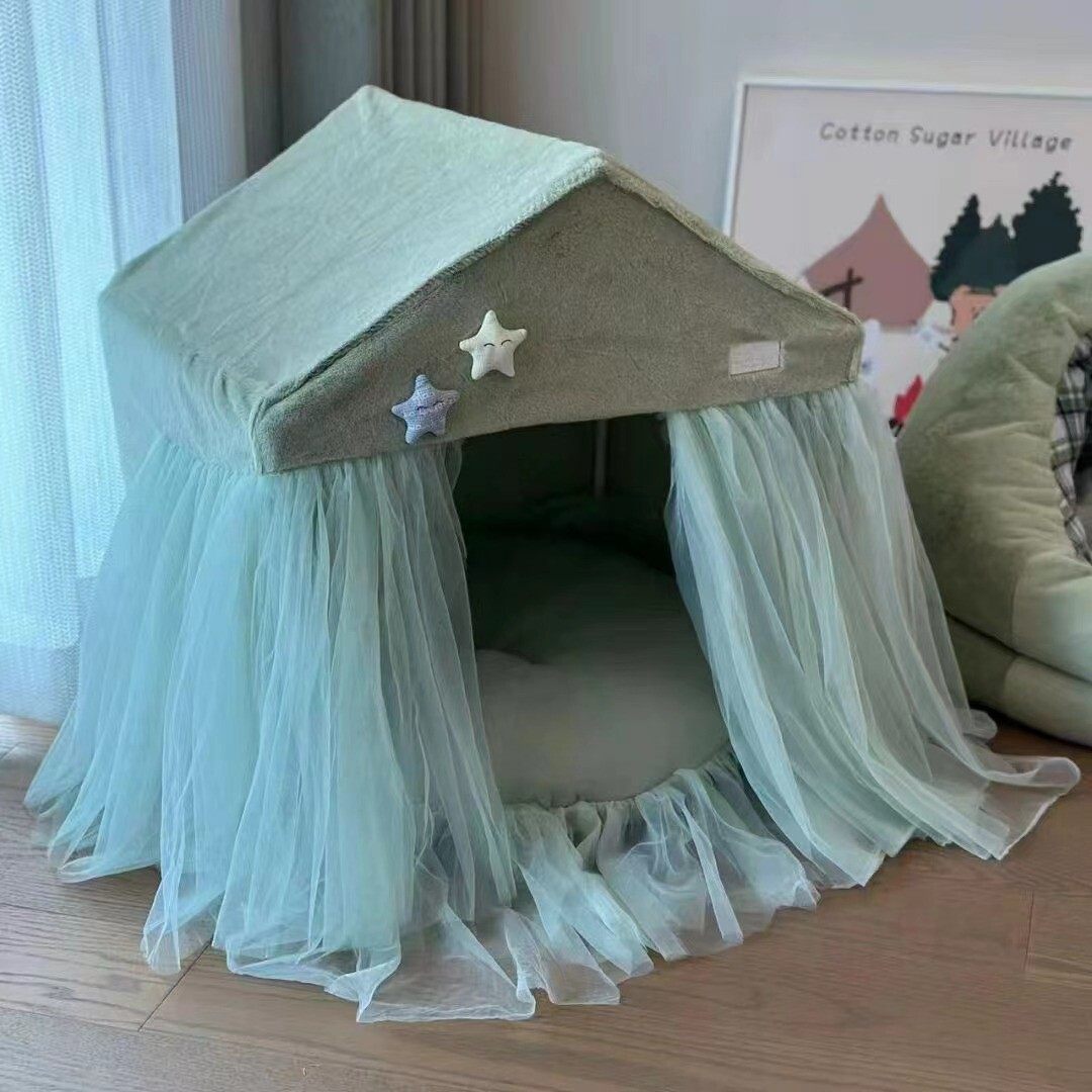 宠物房子公主床蕾丝花边猫窝狗窝通用可拆洗四季小型犬猫狗帐篷,淘宝优惠券,粉丝福利购,淘宝优惠卷