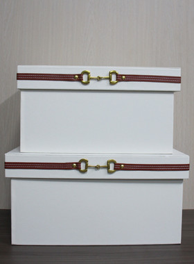 热销衣帽间样板房现代简约收纳盒摆件全屋展厅皮质收纳箱装饰品