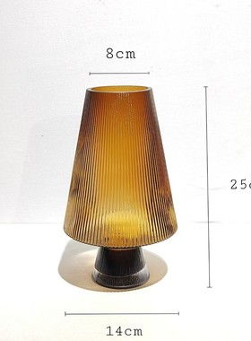 装饰摆件艺术创意竖纹设计玻璃花瓶家居软装餐厅桌面插花现代简约