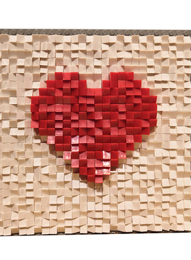 实木男孩女孩爱心积木相框挂墙手工diy立体创意摆台情侣爱心积木