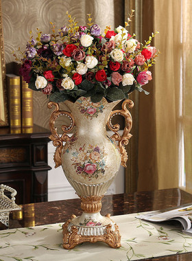 欧式花瓶树脂水果盘烟灰缸纸巾盒套装创意家居装饰工艺品摆件