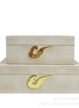 收纳盒祥云金属扣现代新中式饰品首饰盒样板房衣帽间装饰摆件盒