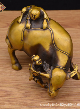 宏达铜器纯铜批发童子牧牛仿古文玩地摊吉祥摆件