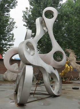 户外学校园林发光金属观小品摆件铁艺圆环水景不锈钢雕塑定制大型