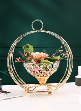 欧式水晶花瓶花盆创意金属水晶婚庆花瓶摆件烛台酒店家居烛光晚