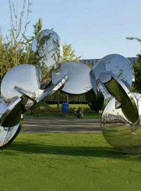 户外大型不锈钢水景镜面雕塑广场售楼部抽象发光金属园林景观摆件